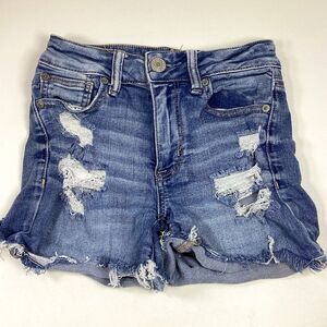 American Eagle Denim Jean Shorts Womens Size 0 Booty Distressed Destroyed CutOff